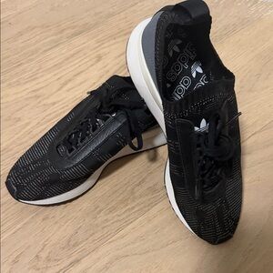 adidas Black Knit Slip-On Sneakers with White Midsole